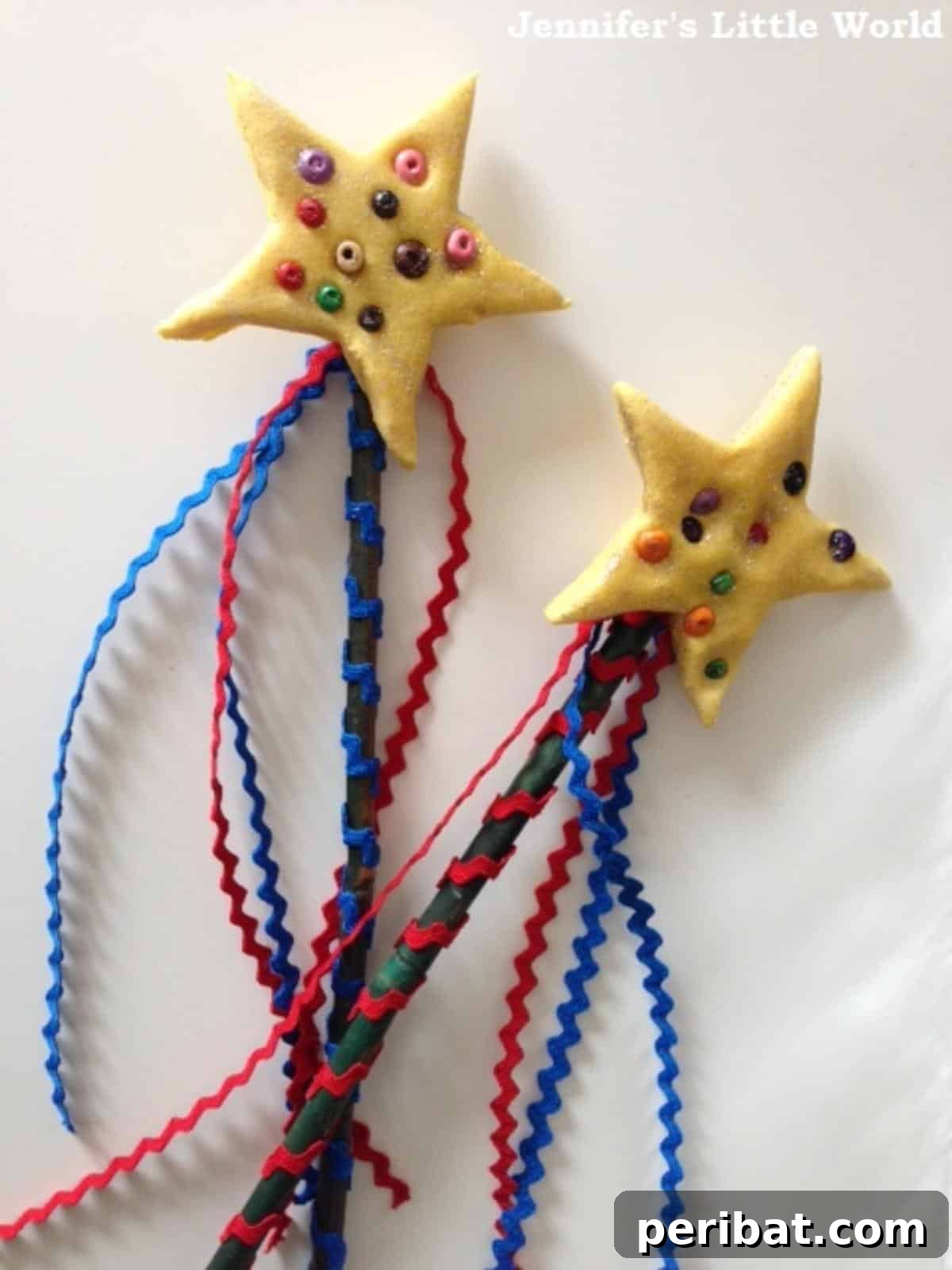 Charming salt dough beaded fairy wands, ideal for imaginative play.