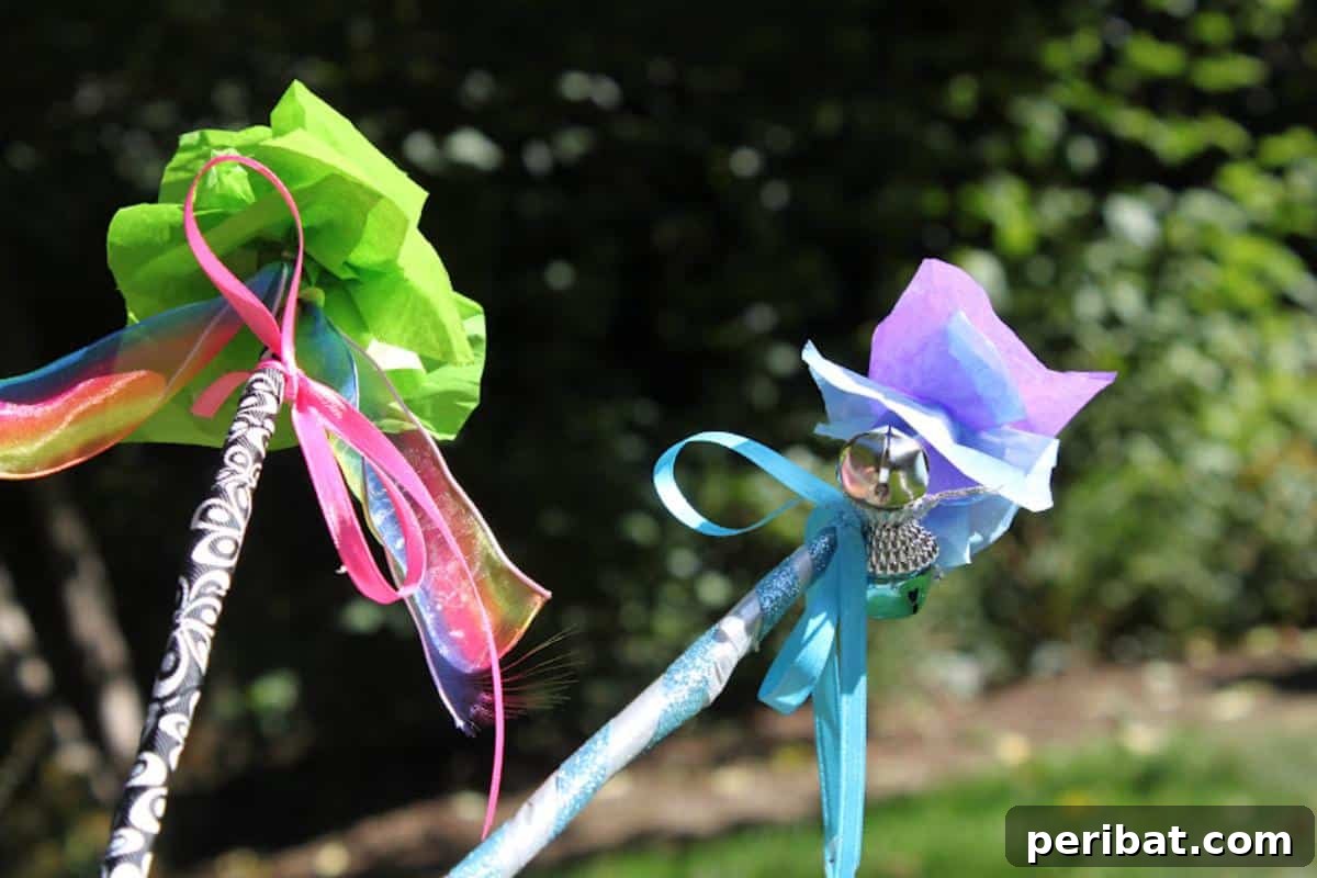 Rustic Nature Fairy Wands adorned with leaves and twigs.