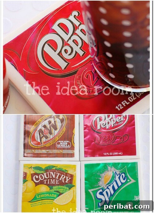 Beyond the Bin Brilliant Soda Can Projects 15 Set of vibrant coasters made from flattened and sealed soda cans