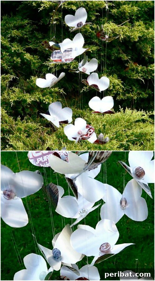 Beyond the Bin Brilliant Soda Can Projects 18 Delicate butterfly mobile created from shiny soda cans, reflecting light