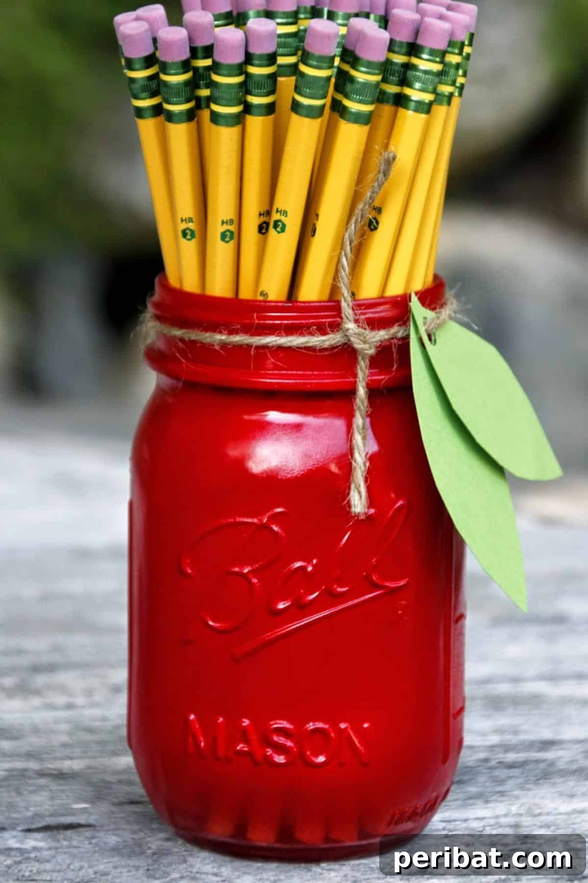 Delightful apple mason jar pencil holders, ideal for teachers or back-to-school.
