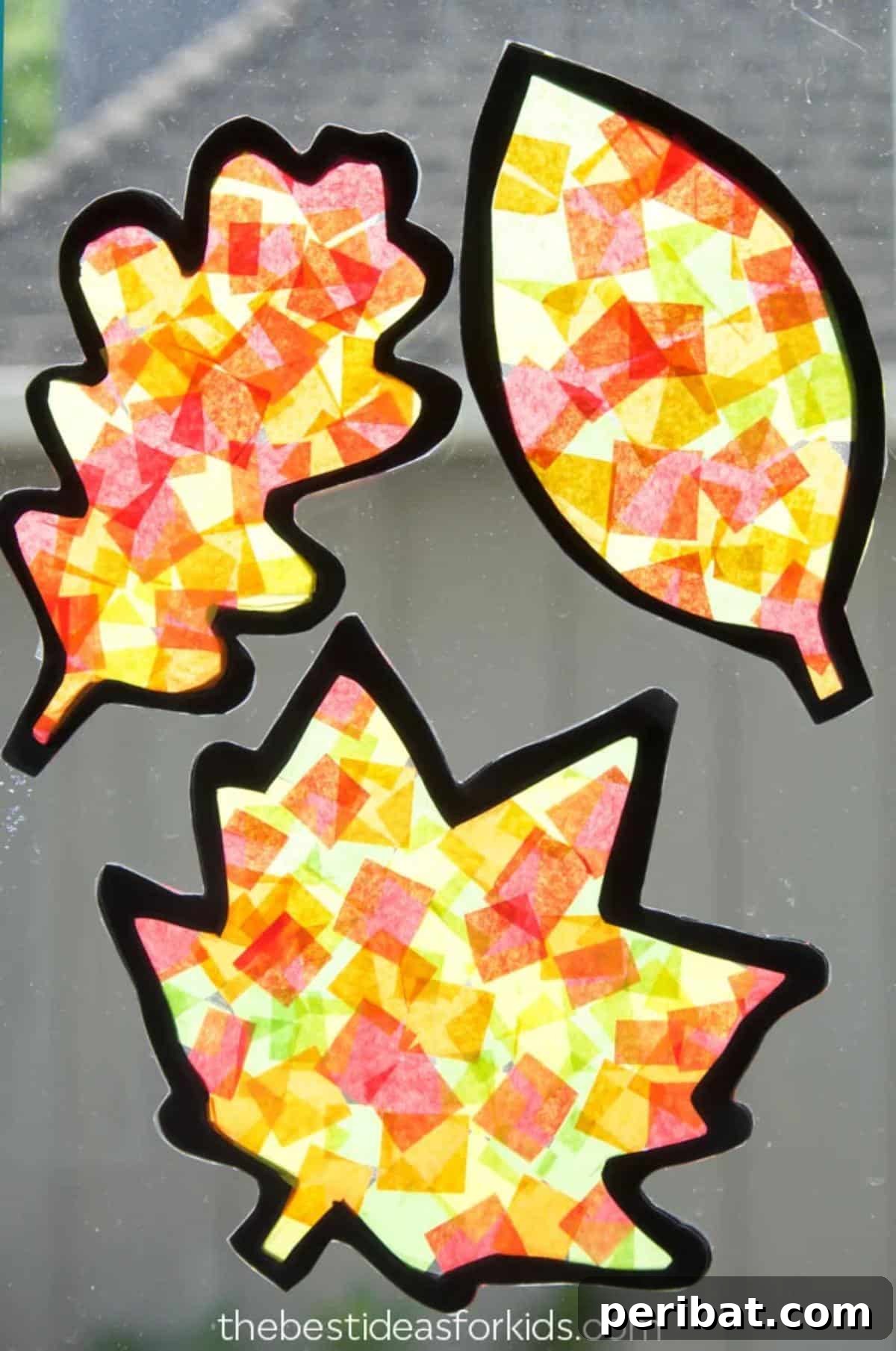 25 Sparkling Leaf Suncatcher Ideas for Fall 3 Leaf Suncatcher Craft