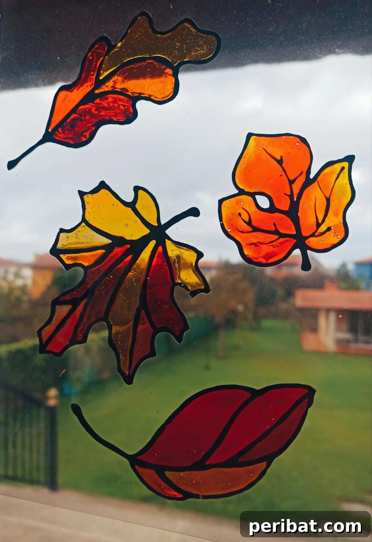 25 Sparkling Leaf Suncatcher Ideas for Fall 23 Fall Leaves Suncatchers Stained Glass Stickers