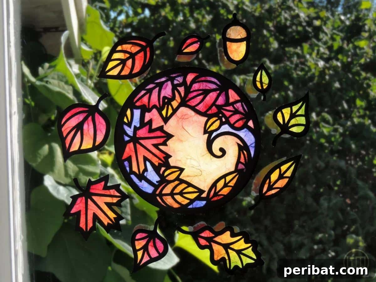25 Sparkling Leaf Suncatcher Ideas for Fall 27 Autumn Leaves Papercraft Suncatcher