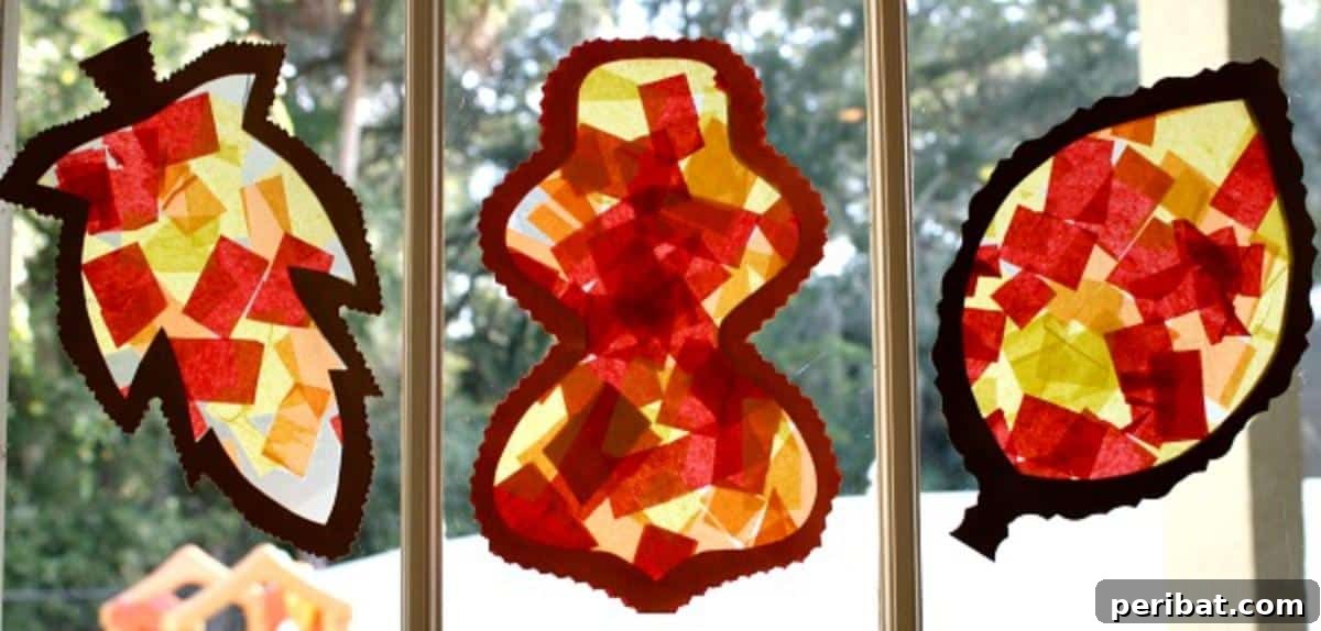 25 Sparkling Leaf Suncatcher Ideas for Fall 9 Leaf Sun Catcher for Toddlers and Preschoolers