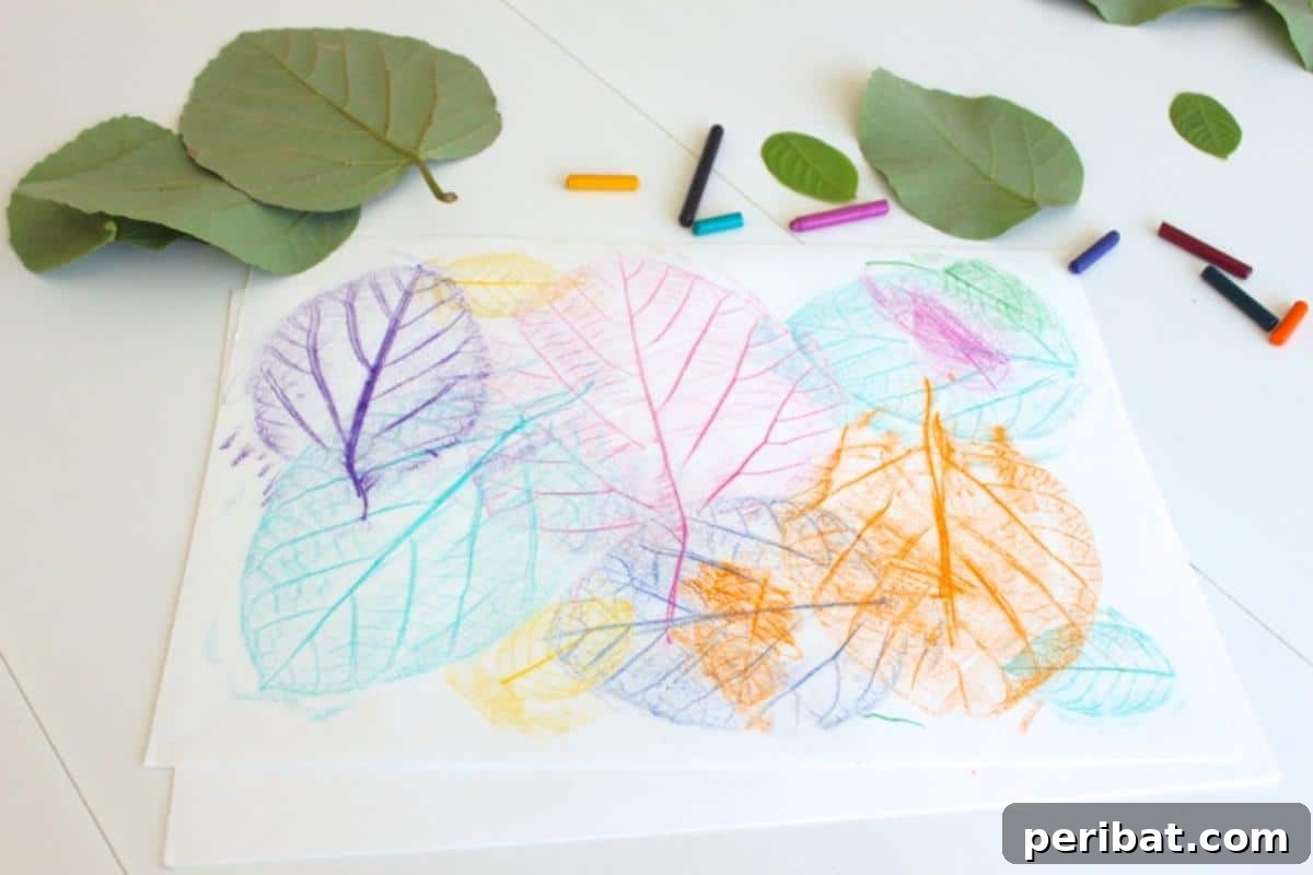 Textured leaf rubbing collages, showcasing natural leaf patterns and vibrant colors.
