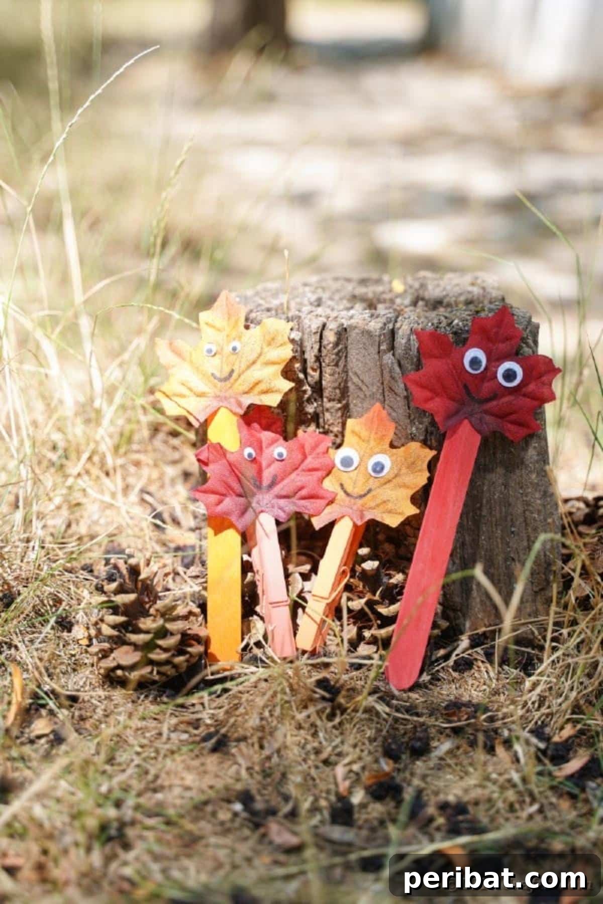 Adorable fall leaf people puppets made from natural and upcycled materials.