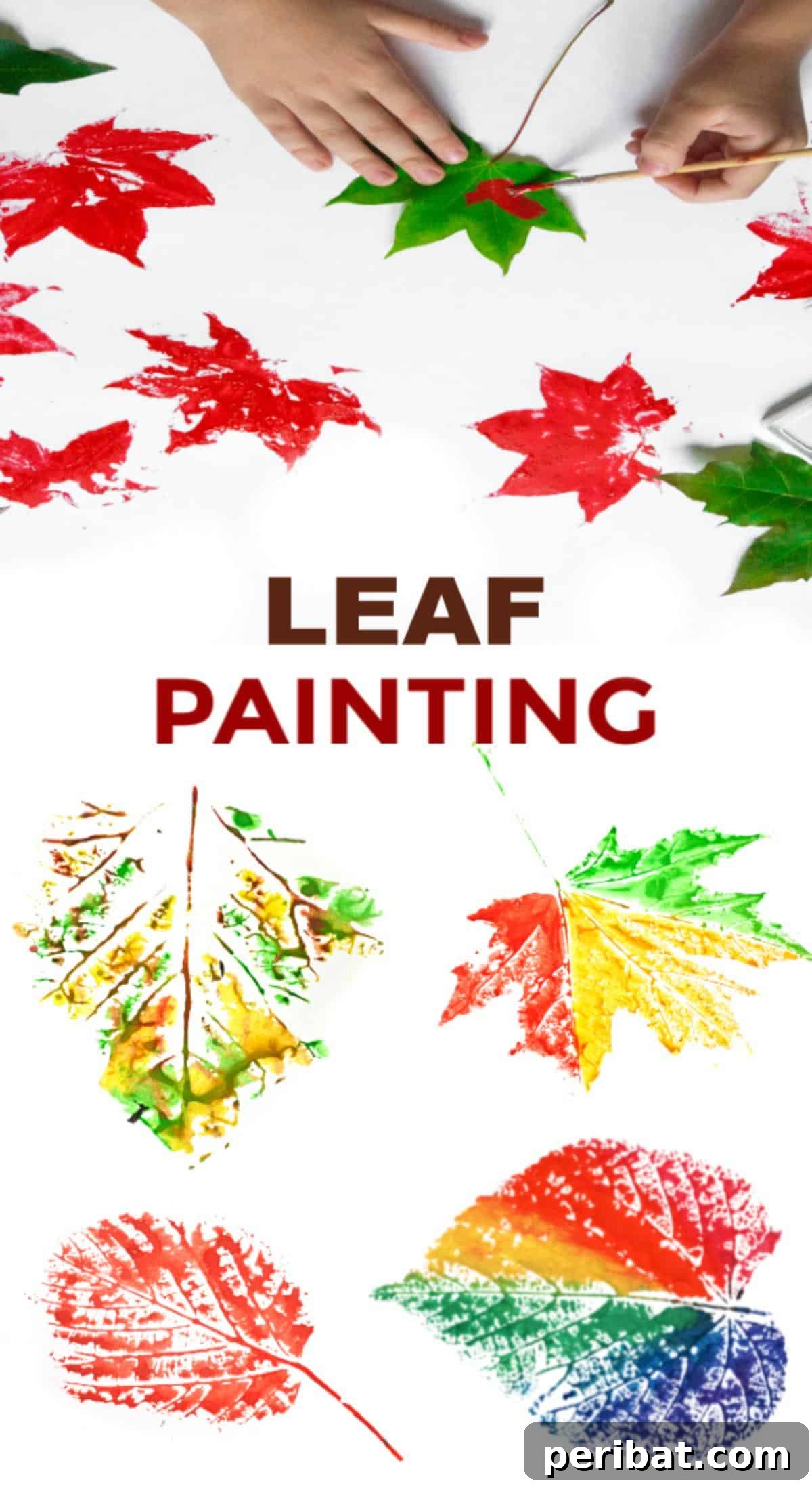 Vibrantly painted leaves, showcasing a simple yet captivating leaf painting art project.