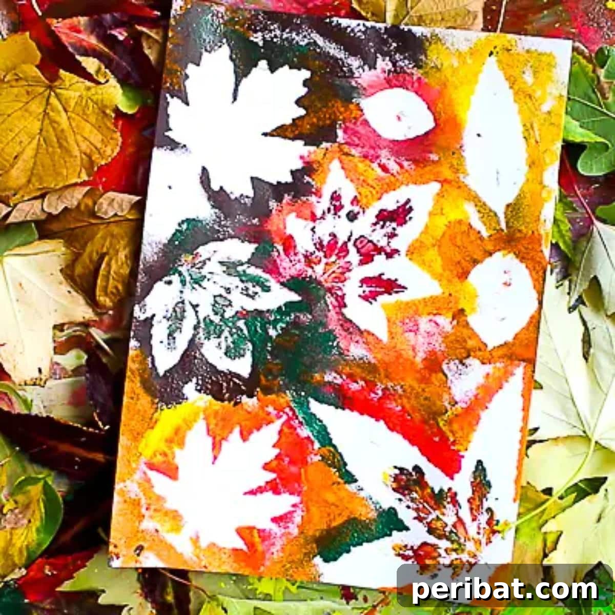 Beautiful autumn leaf painting capturing the warm hues and detailed patterns of fall foliage.