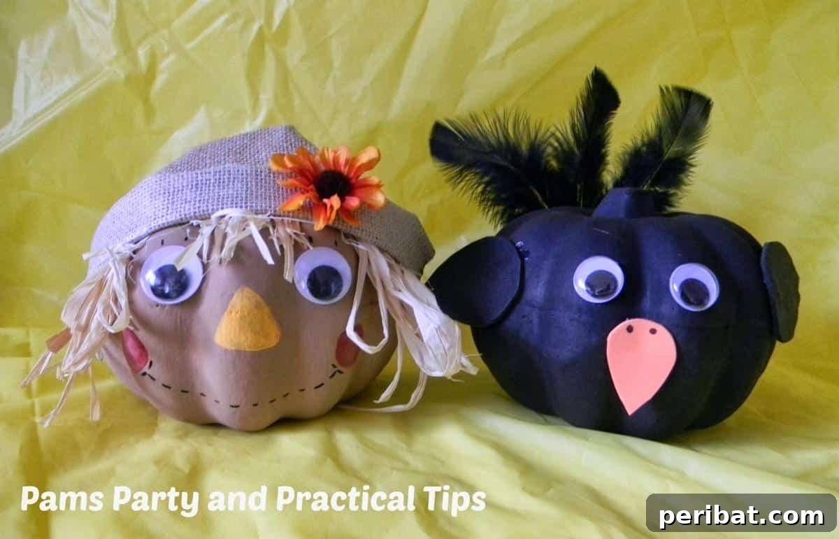 Whimsical Scarecrow Pumpkin Creations 14 Scarecrow and Crow Pumpkins