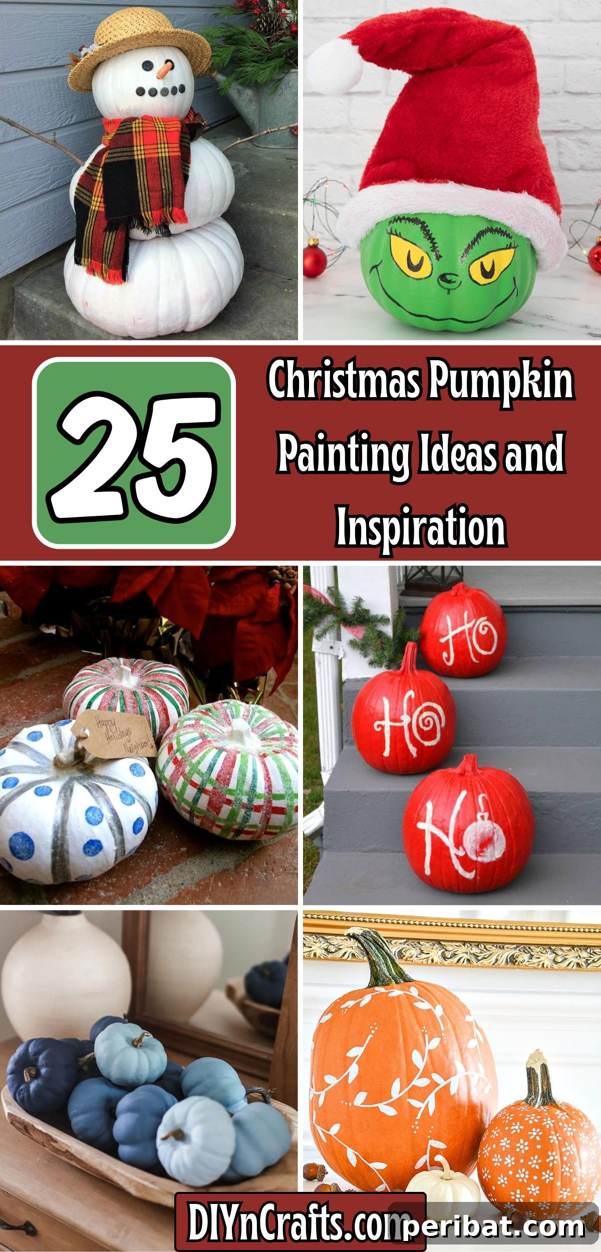 Deck the Gourds: 25 Christmas Pumpkin Painting Ideas 2 25 Christmas Pumpkin Painting Ideas and Inspiration collage