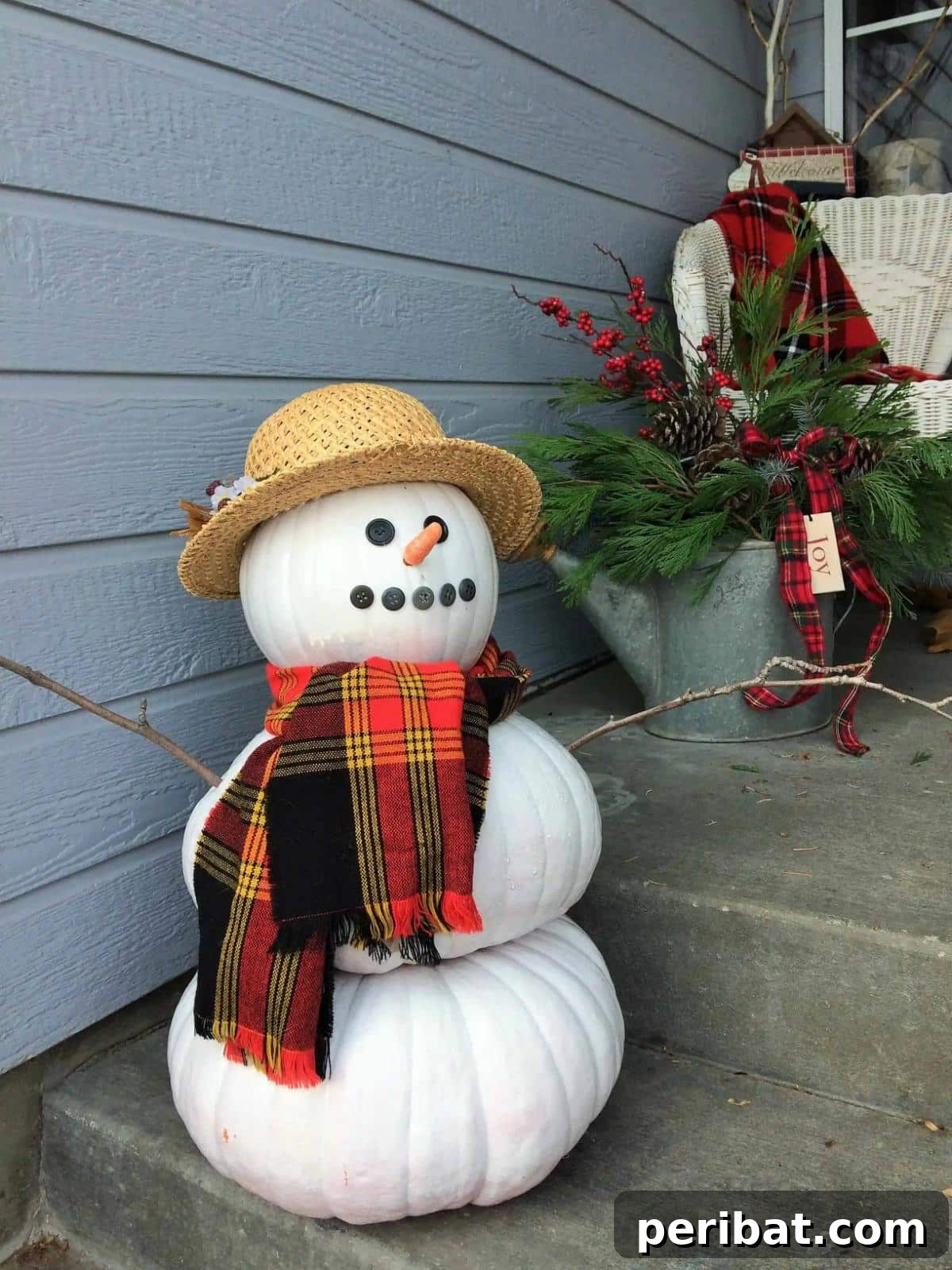 Deck the Gourds: 25 Christmas Pumpkin Painting Ideas 12 Pumpkin Snowman for Your Porch