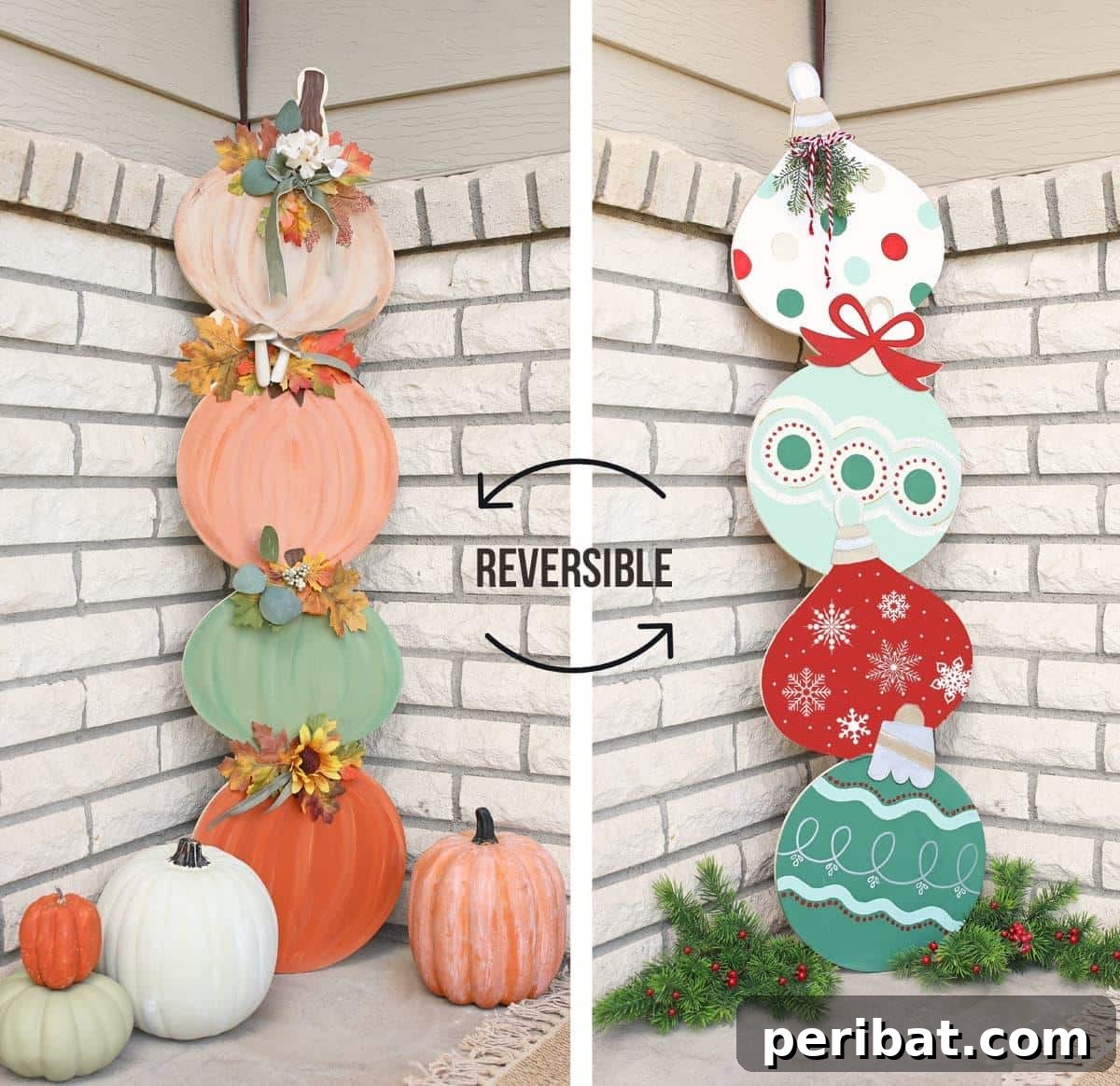 Deck the Gourds: 25 Christmas Pumpkin Painting Ideas 13 Reversible Pumpkins and Ornaments Holiday Decoration