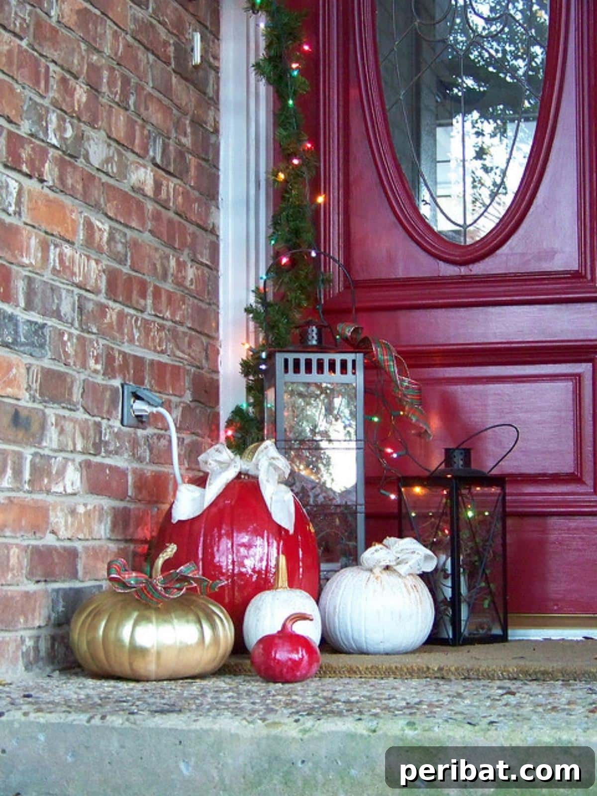 Deck the Gourds: 25 Christmas Pumpkin Painting Ideas 19 Christmas Front Porch Decorations with Pumpkins