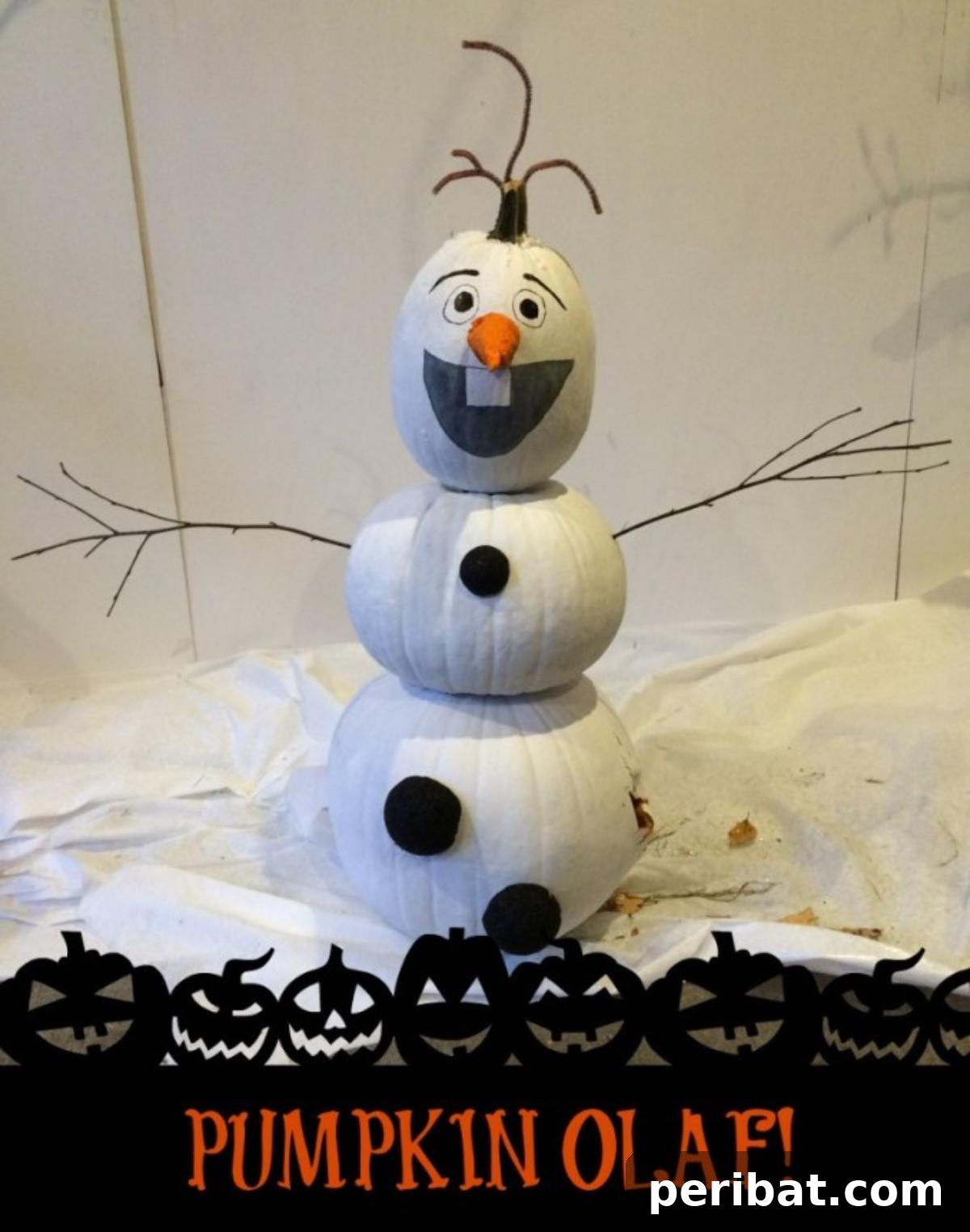 Deck the Gourds: 25 Christmas Pumpkin Painting Ideas 20 Olaf the Pumpkin Snowman
