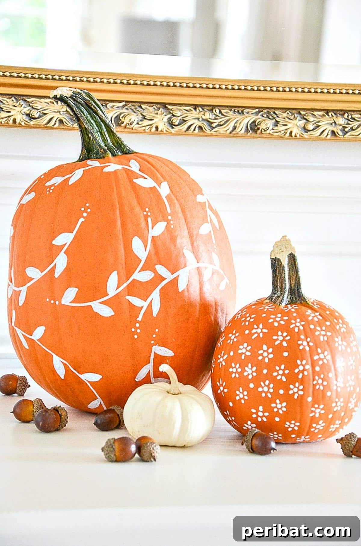 Deck the Gourds: 25 Christmas Pumpkin Painting Ideas 21 DIY Painted Patterns on Pumpkins