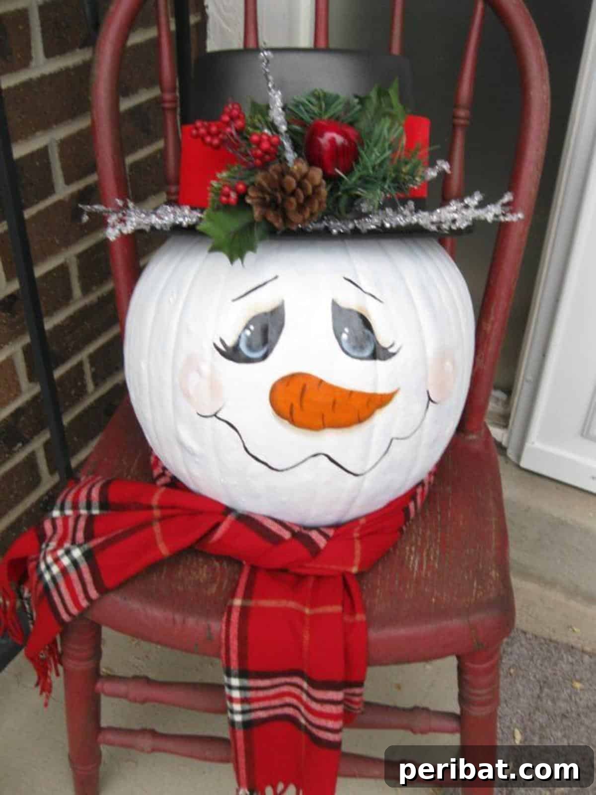 Deck the Gourds: 25 Christmas Pumpkin Painting Ideas 26 Snowman and Pumpkin E-Pattern “Melton the Snowman”