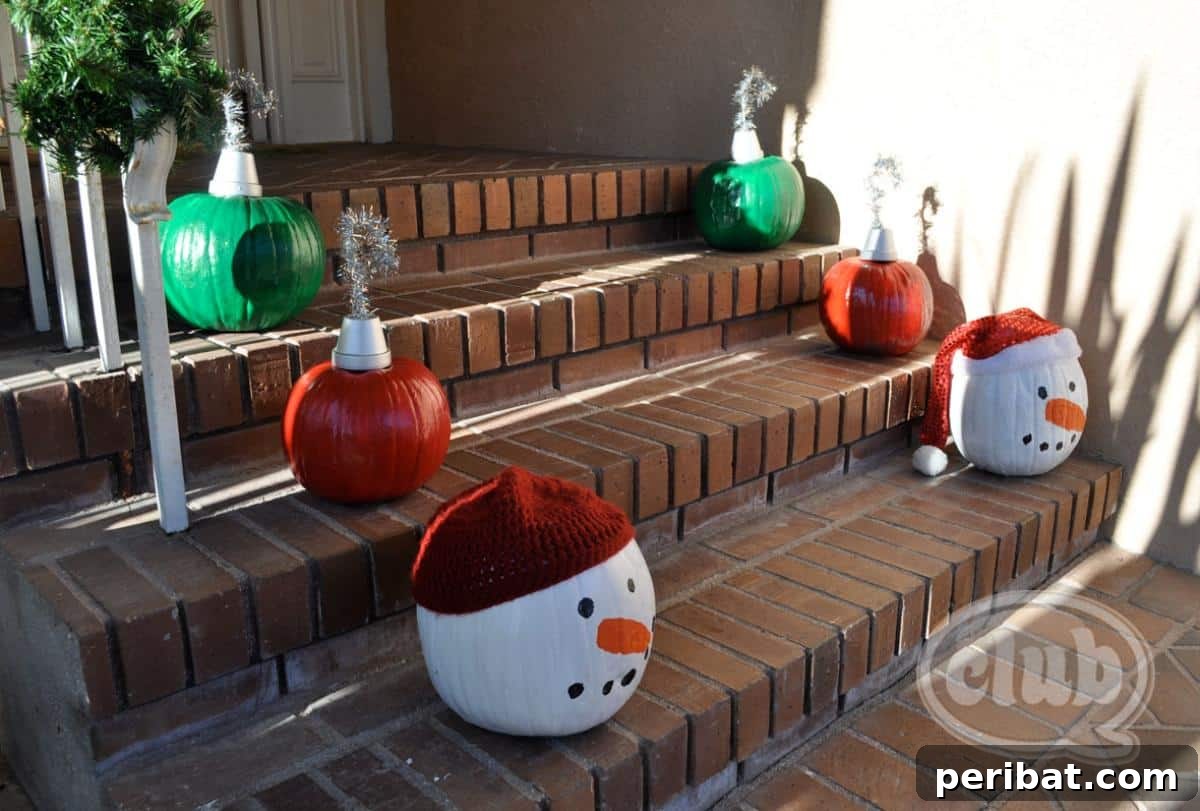 Deck the Gourds: 25 Christmas Pumpkin Painting Ideas 6 Holiday Pumpkins Re-Purposed