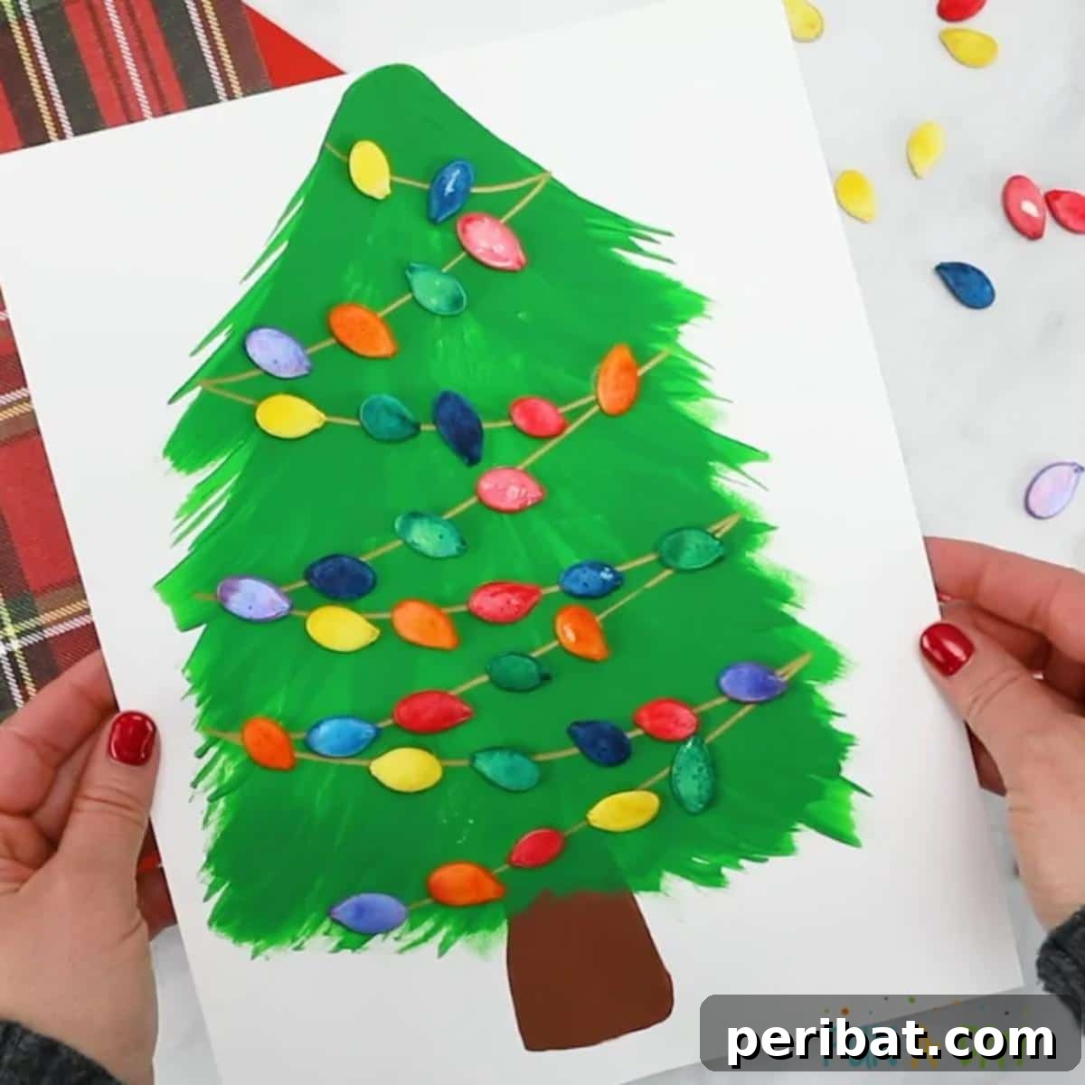Deck the Gourds: 25 Christmas Pumpkin Painting Ideas 8 . Christmas Tree Art Using Dyed Pumpkin Seeds