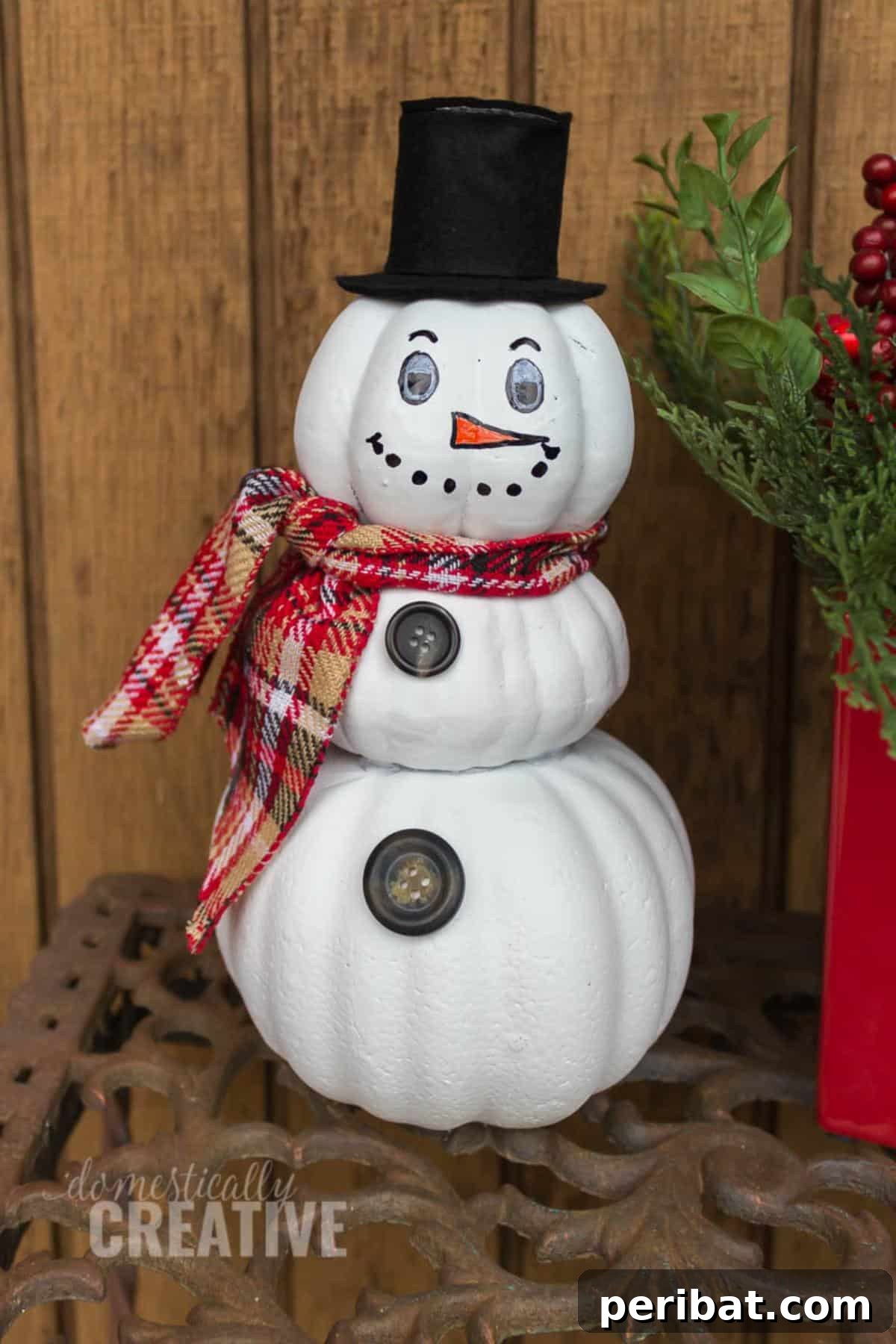 Deck the Gourds: 25 Christmas Pumpkin Painting Ideas 9 Upcycled Pumpkin Snowman