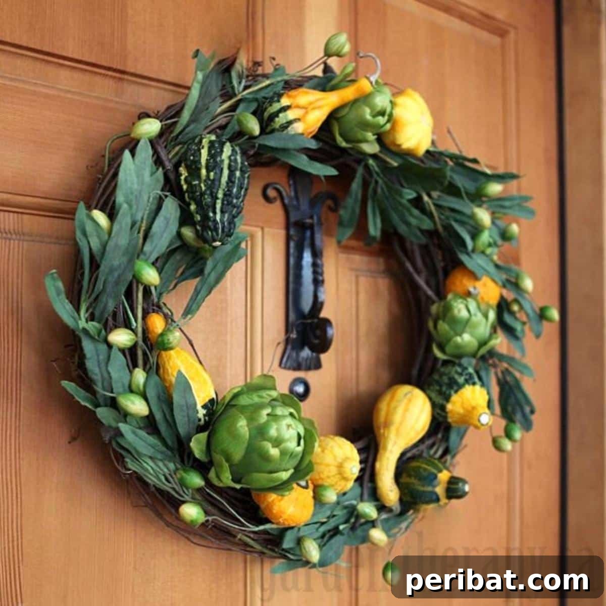 40 Dazzling Fall Front Door Designs 14 Fall Gourd Wreath