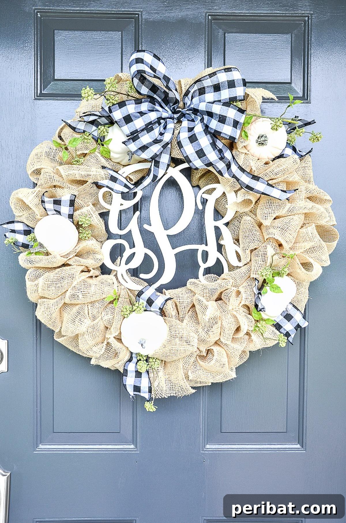 40 Dazzling Fall Front Door Designs 25 DIY Beautiful Fall Burlap Wreath