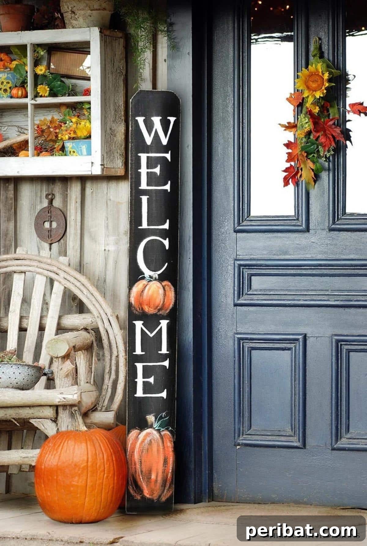 40 Dazzling Fall Front Door Designs 40 Fall Rustic Welcome Sign