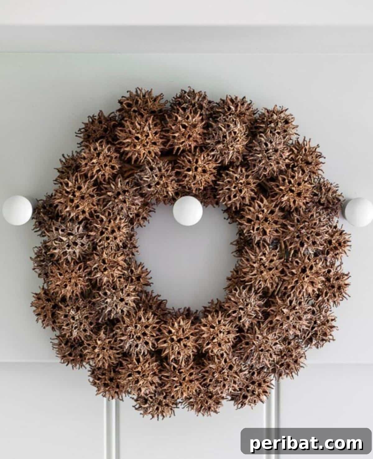 40 Dazzling Fall Front Door Designs 7 Foraged Fall Wreath With Sweetgum Balls