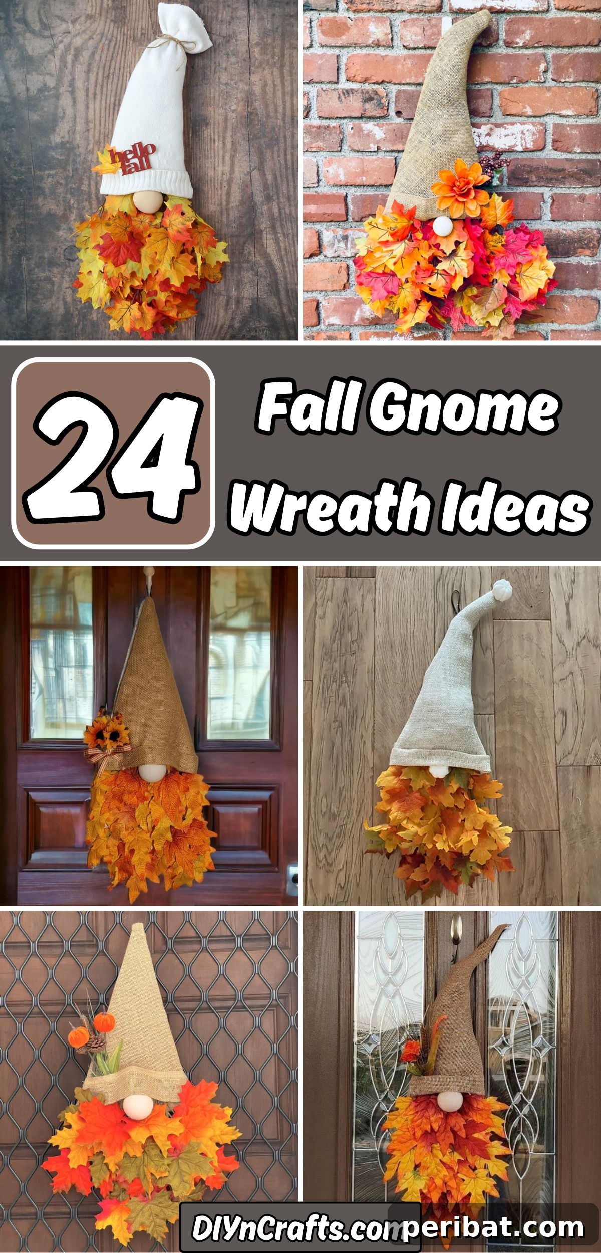 Whimsical Fall Gnome Wreath Inspirations 2 24 Fall Gnome Wreath Ideas collage featuring various styles of autumn gnome wreaths.
