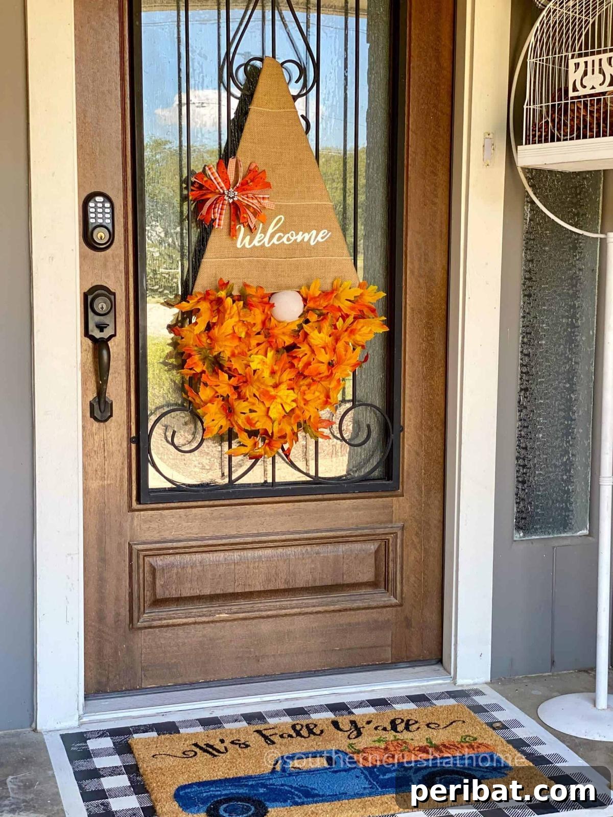 Whimsical Fall Gnome Wreath Inspirations 12 DIY Fall Gnome Door Hanger (With a Messy Bow), a unique twist on wreath decor.