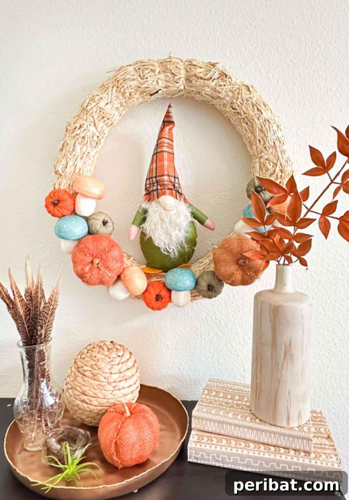 Whimsical Fall Gnome Wreath Inspirations 15 The Cutest DIY Fall Gnome Wreath, an adorable handmade decoration.
