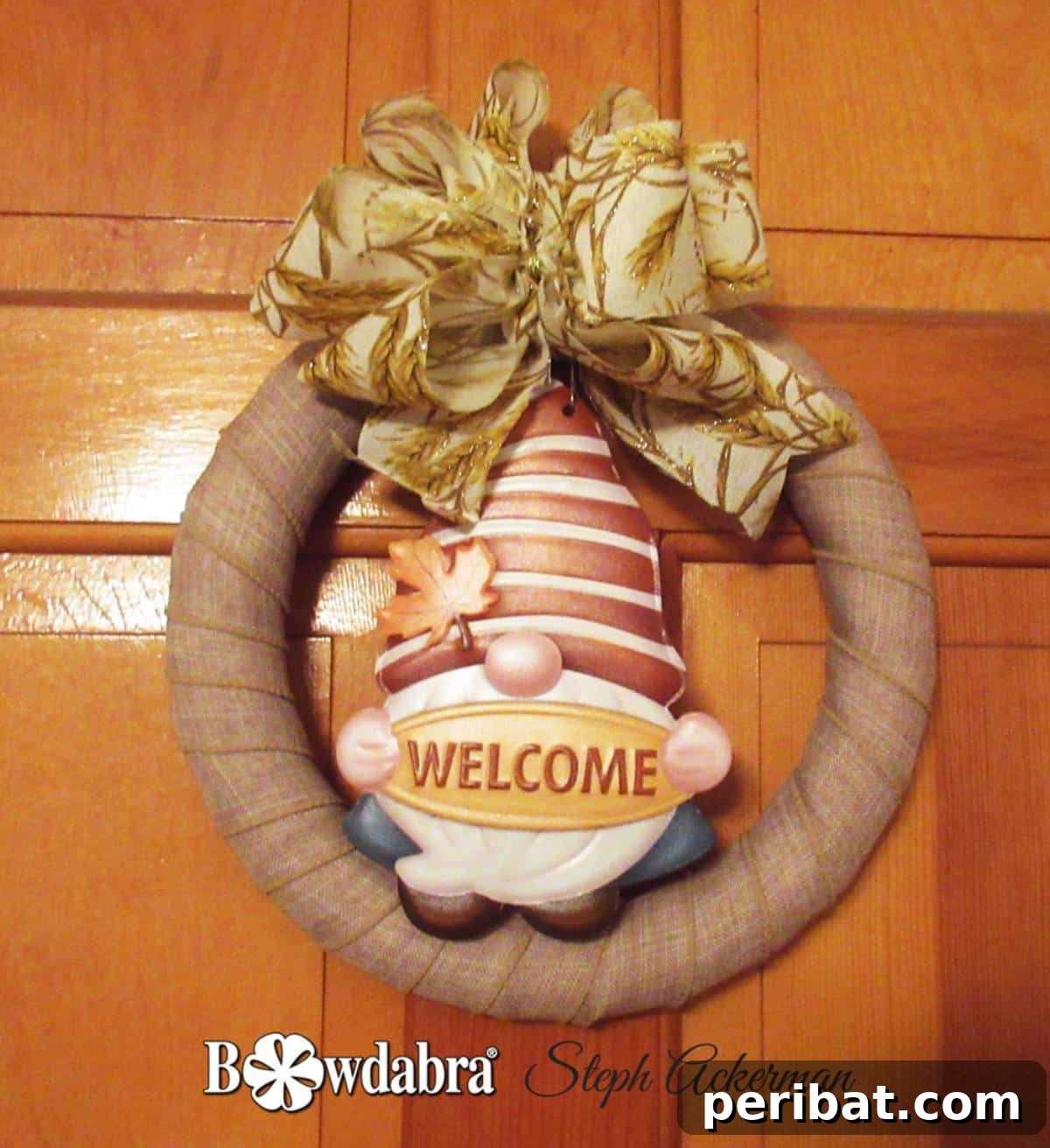 Whimsical Fall Gnome Wreath Inspirations 21 Adorable Gnome Wreath With A Beautiful Bowdabra Bow, highlighting elegant ribbon work.
