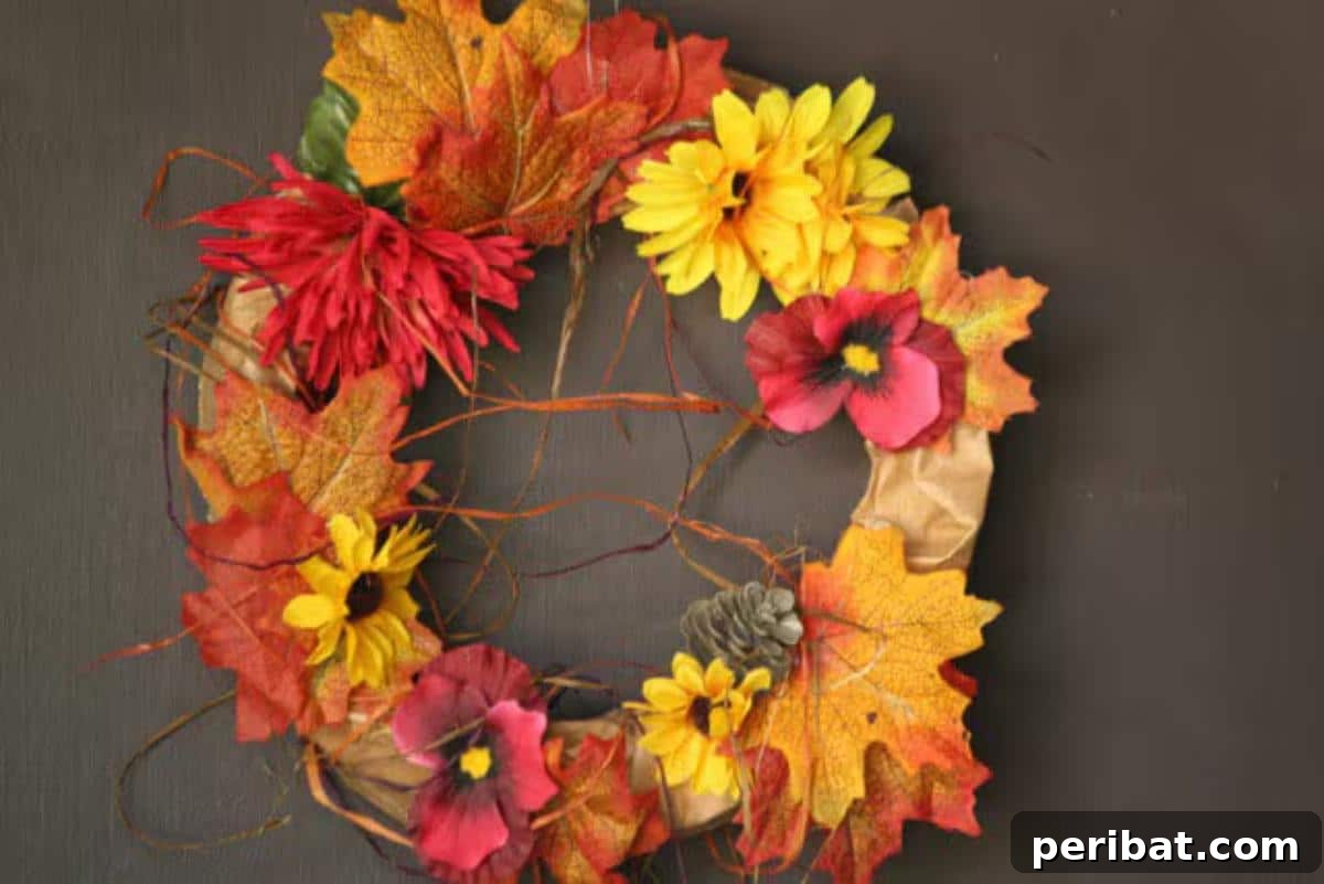 26 Autumnal Paper Bag Crafting Gems 19 A unique and rustic paper-bag fall wreath, perfect for welcoming guests to your autumn home.