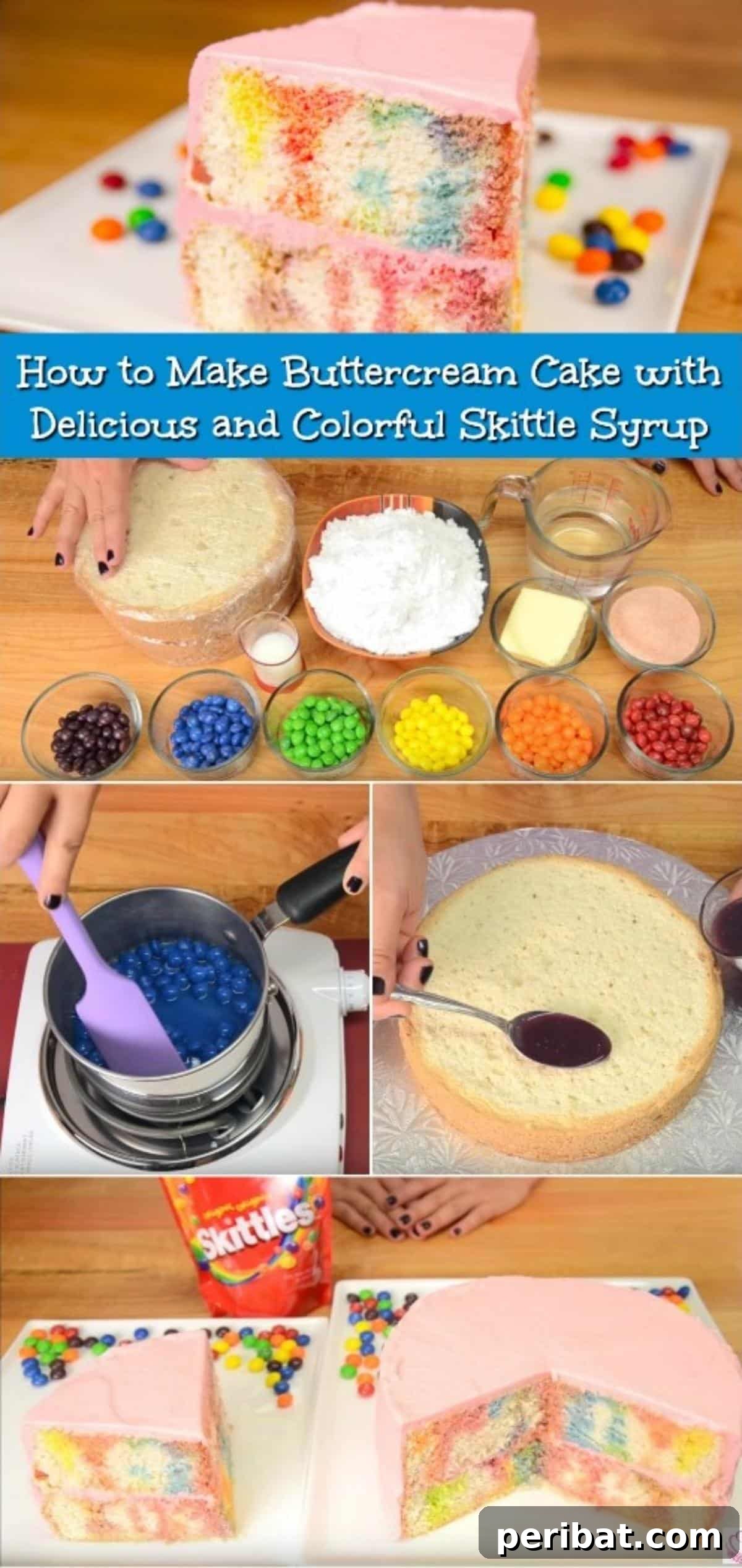 Whip Up a Rainbow: Skittle Syrup Buttercream Cake Guide 2 Learn How to Make Buttercream Cake with Delicious and Colorful Skittle Syrup {Video Recipe}