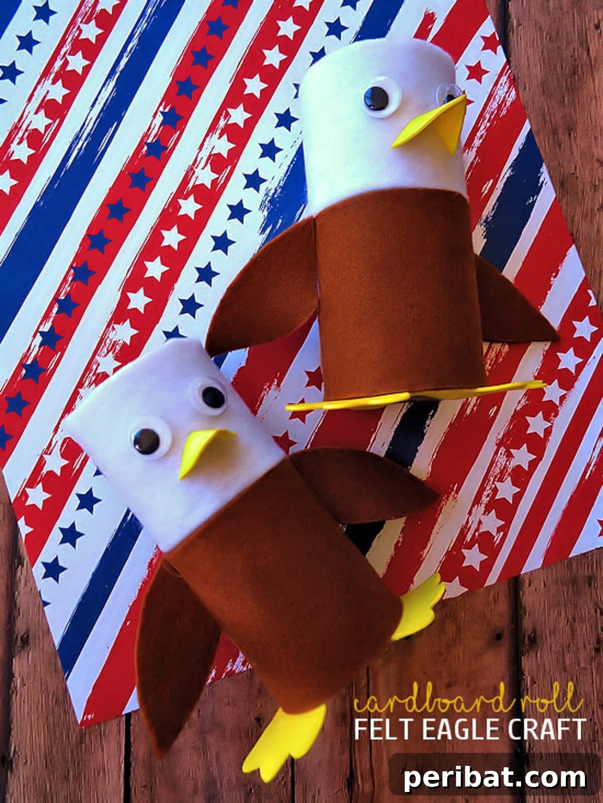 Cardboard Roll Felt Eagle Craft, showing a majestic eagle design.