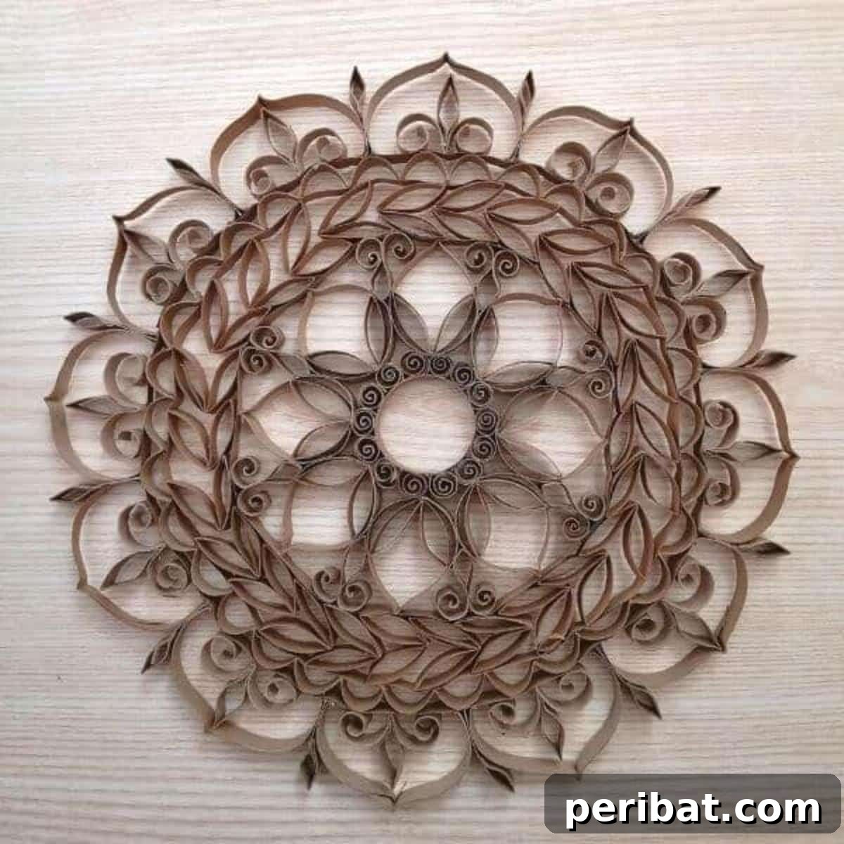Toilet Paper Roll Mandala Wall Art, intricate floral design.