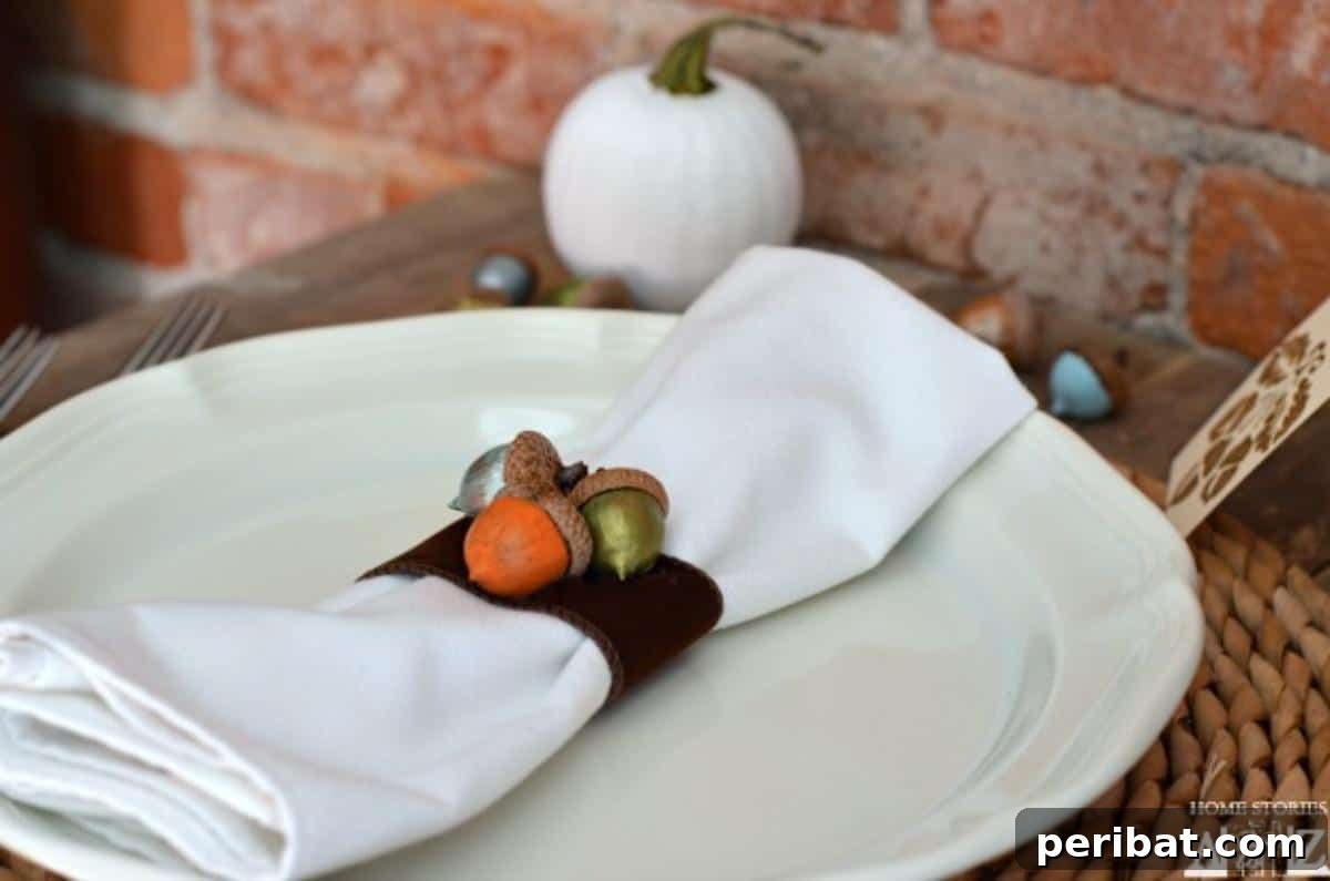 32 Creative Fall Napkin Ring Ideas 20 DIY Painted Acorn Napkin Ring