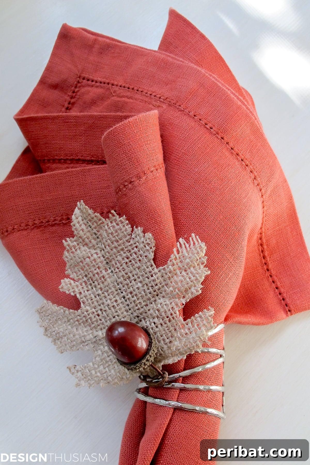 32 Creative Fall Napkin Ring Ideas 26 Acorn And Leaf Thanksgiving Napkin Ring