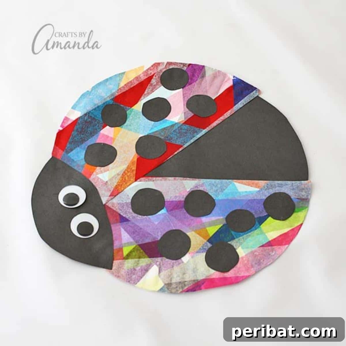 Vibrant Tissue Paper Crafts: 40 DIY Ideas 33 Decoupage Paper Plate Ladybug Craft. A charming ladybug craft made from a paper plate and vibrant decoupage tissue paper, featuring polka dots and cute antennae, perfect for kids.