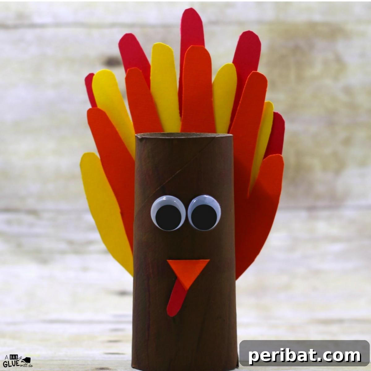 A classic handprint turkey craft, a cherished keepsake for Thanksgiving.