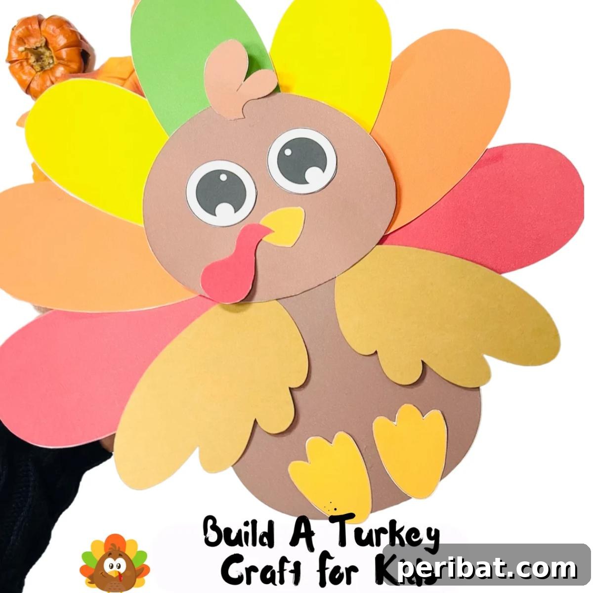 A build-a-turkey printable craft for kids, providing all necessary components.