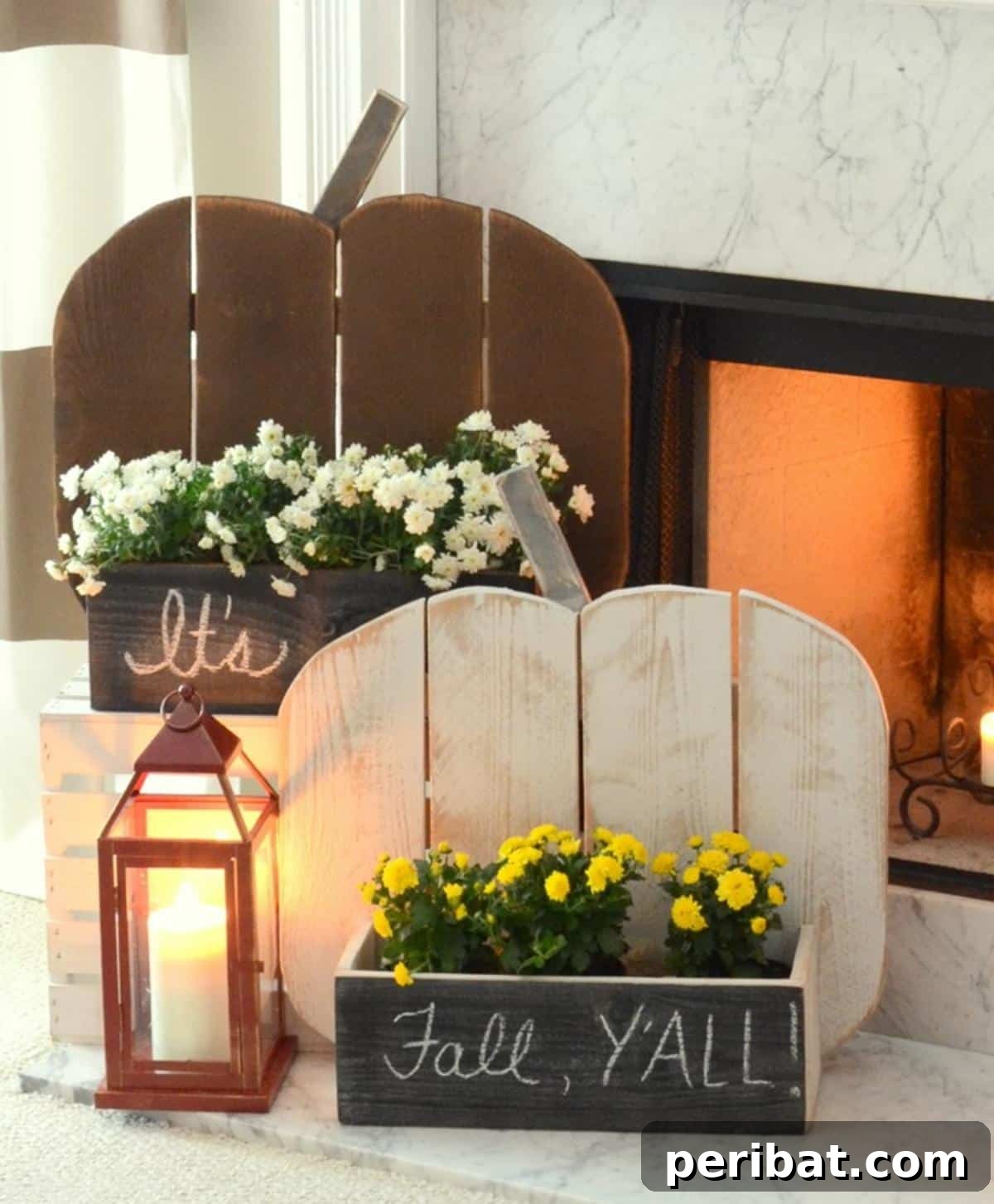 Simple Wooden Pumpkin Crafts for Autumn Decor 23 Elegant DIY rustic wood pumpkin stand displaying fall elements.