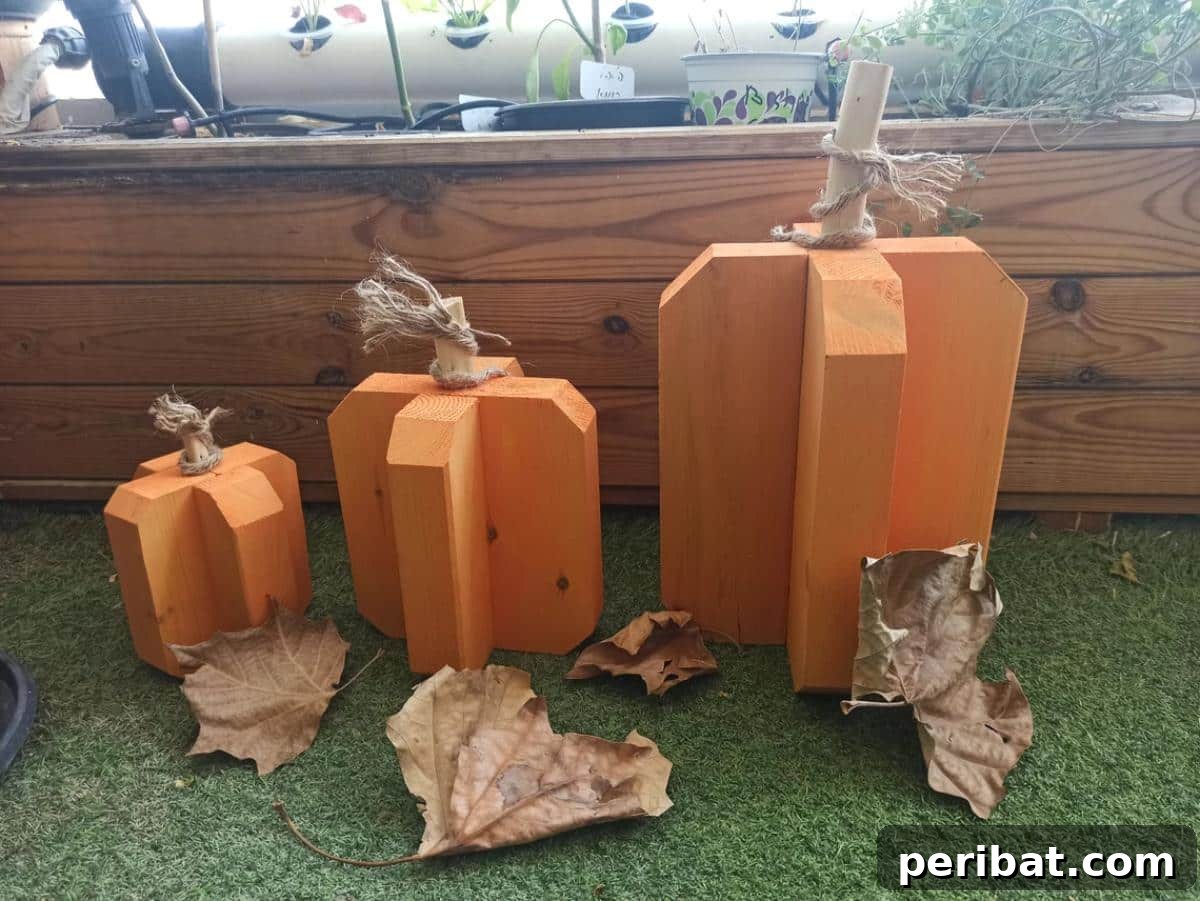 Simple Wooden Pumpkin Crafts for Autumn Decor 33 Detailed plank pumpkin plans for building three charming wood pumpkins.