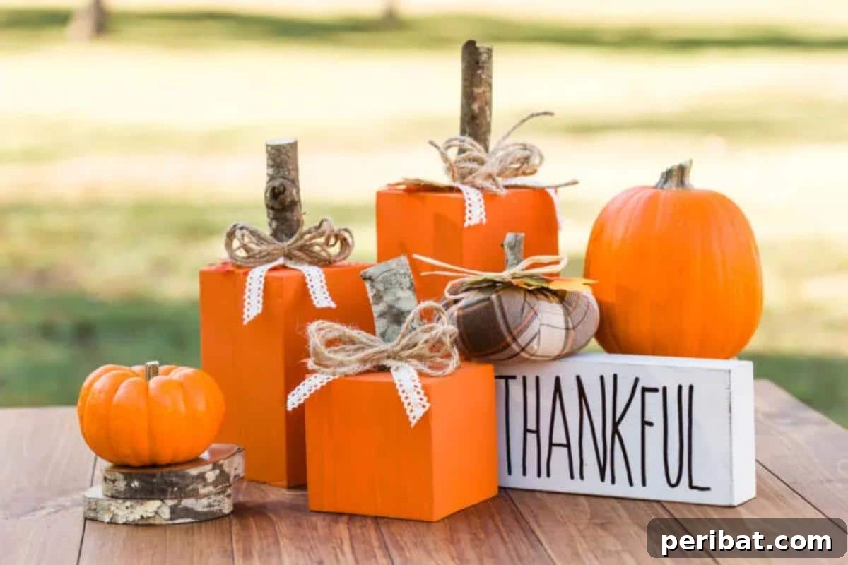Simple Wooden Pumpkin Crafts for Autumn Decor 6 Simple and charming DIY wooden pumpkins made from scrap wood.