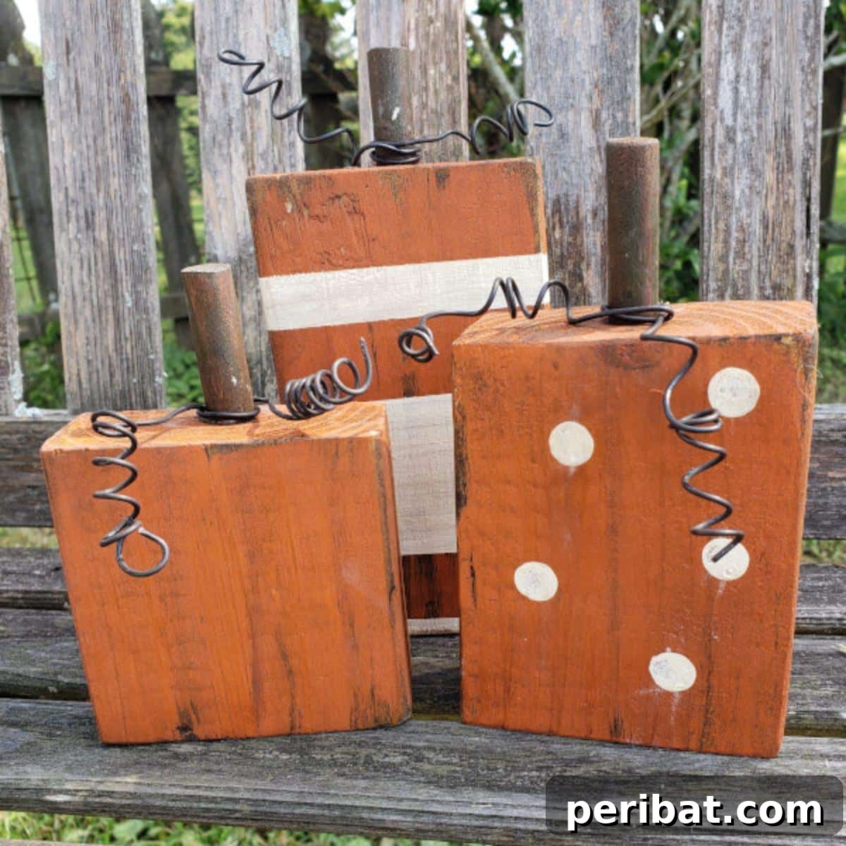 Simple Wooden Pumpkin Crafts for Autumn Decor 10 Adorable DIY wooden pumpkins crafted from 2x4 lumber scraps.