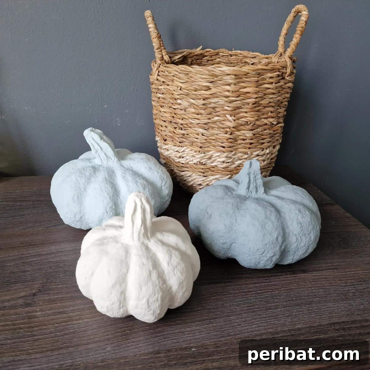 33 Creative Paper Mache Pumpkin Ideas 31 A rustic Primitive Hand Painted Paper Mache Pumpkin, exuding vintage charm and unique patterns for fall displays.