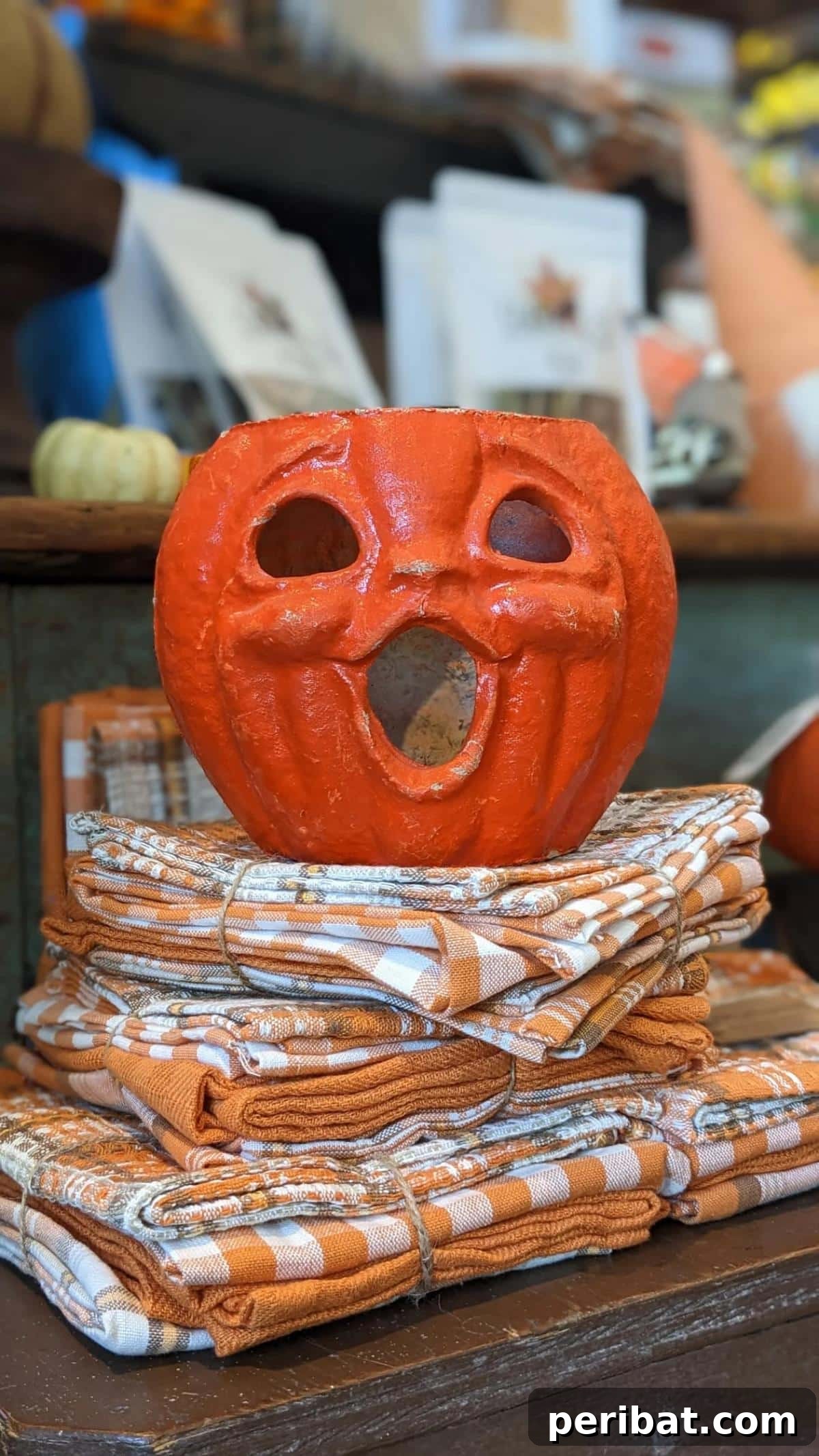 33 Creative Paper Mache Pumpkin Ideas 33 A historical 1940s Paper Mache Choir Face Pumpkin Bucket, adding vintage elegance to Halloween decor.