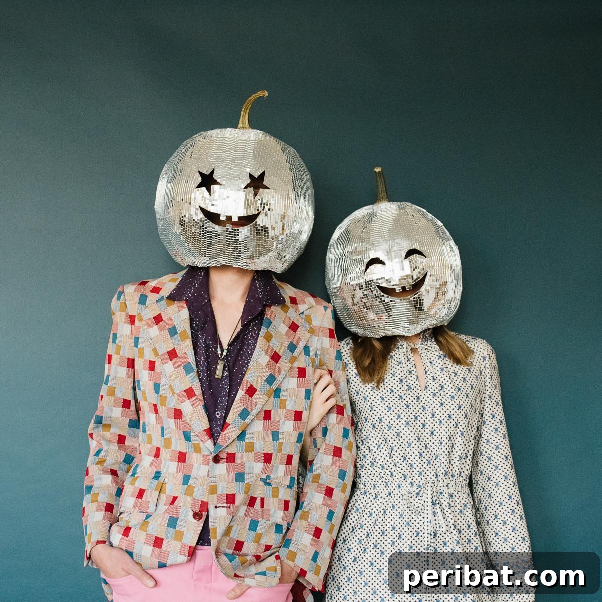 33 Creative Paper Mache Pumpkin Ideas 8 DIY Paper Mache Disco Pumpkin Heads, sparkling with retro charm for themed parties or Halloween.