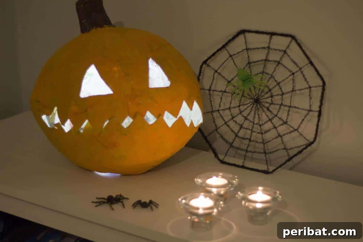 33 Creative Paper Mache Pumpkin Ideas 9 A delightful DIY Papier Mâché Pumpkin, perfect for adding a cozy, handmade touch to Halloween or Thanksgiving.