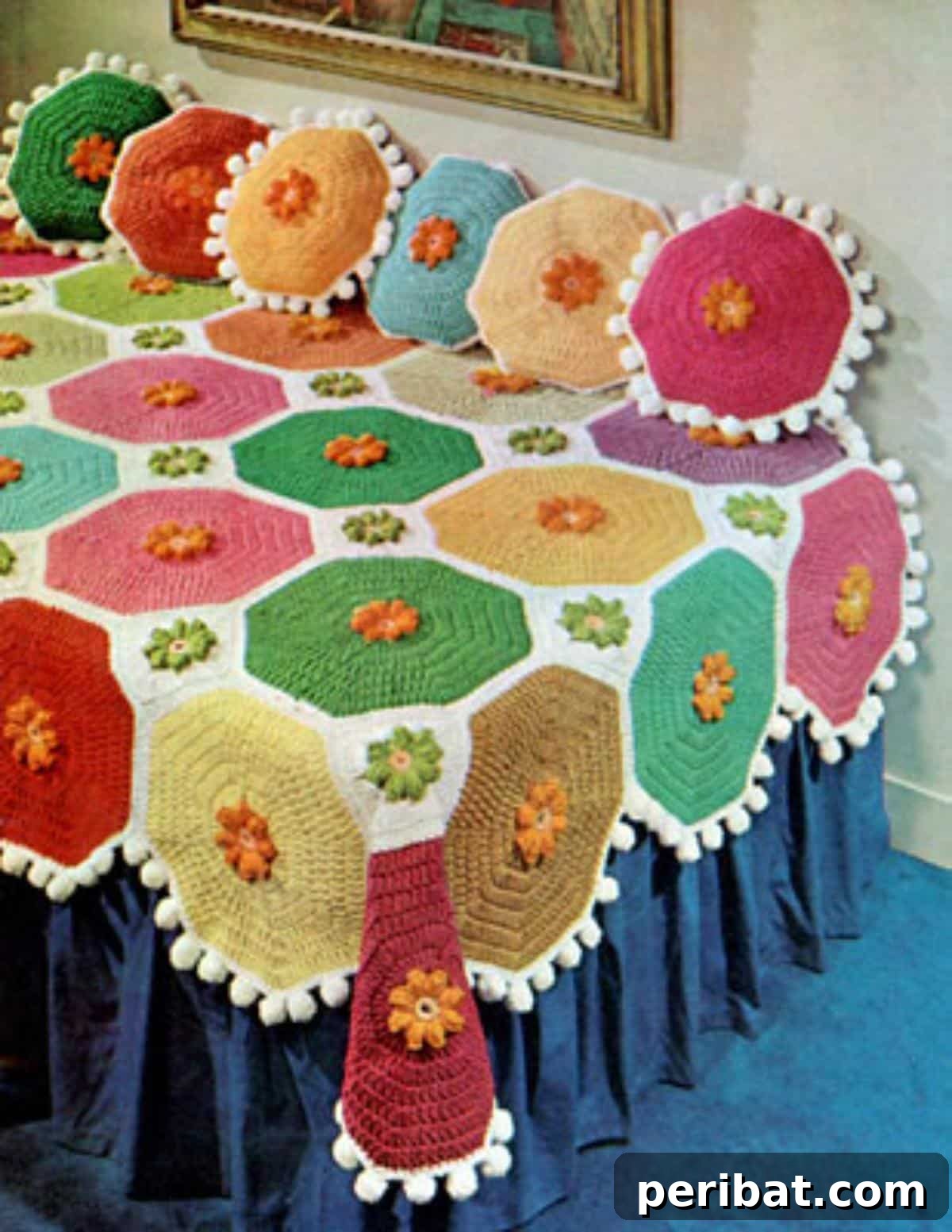 28 Soothing DIY Weighted Blanket Projects 25 A vibrant and substantial Heavy, Colorful Weighted Blanket, evoking a sense of nostalgic comfort and warmth.